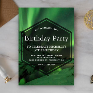 Invitación Fiesta de cumpleaños de las Luces del Norte del gl