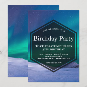Invitación Fiesta de cumpleaños de las luces polares del hiel