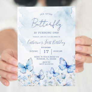 Invitación Fiesta de cumpleaños de las mariposas azules