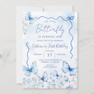 Invitación Fiesta de cumpleaños de las mariposas azules peque