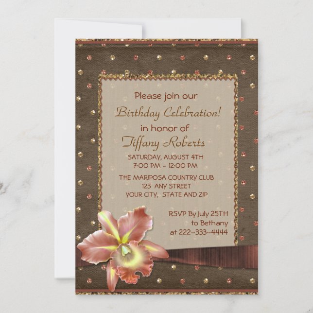 Invitación Fiesta de cumpleaños de las mujeres de la eleganci (Anverso)