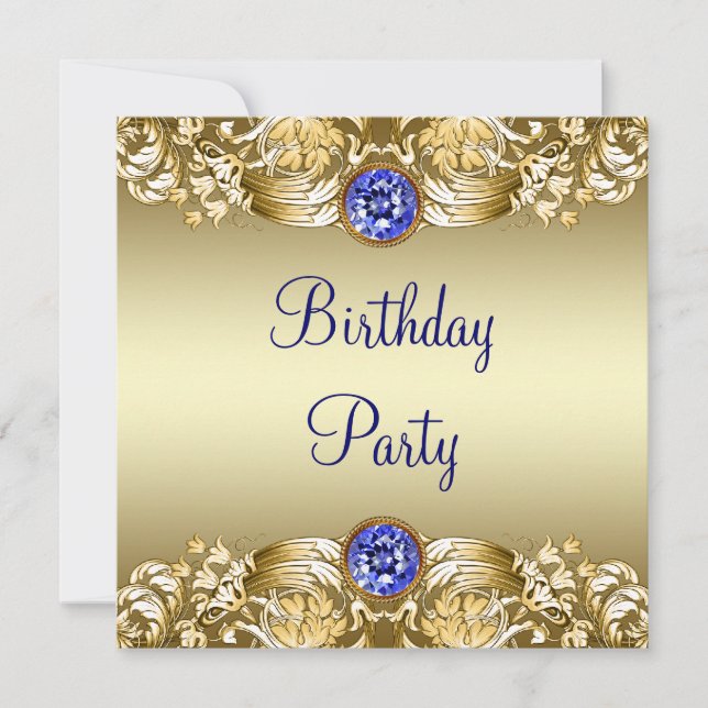 Invitación Fiesta de cumpleaños de las mujeres de oro azul de (Anverso)