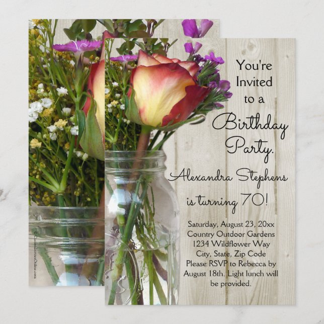 Invitación Fiesta de cumpleaños de las mujeres florales de fl (Anverso / Reverso)