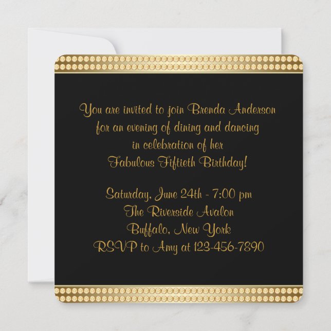 Invitación Fiesta de cumpleaños de las mujeres negras y de or (Reverso)