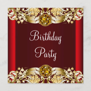 Invitación Fiesta de cumpleaños de las mujeres Red Gold