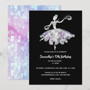 Invitación Fiesta de cumpleaños de las niñas Ballerina purpur