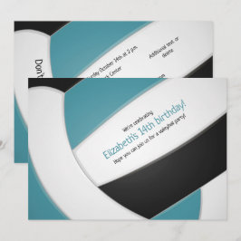 Invitación fiesta de cumpleaños de las niñas de voleibol negr