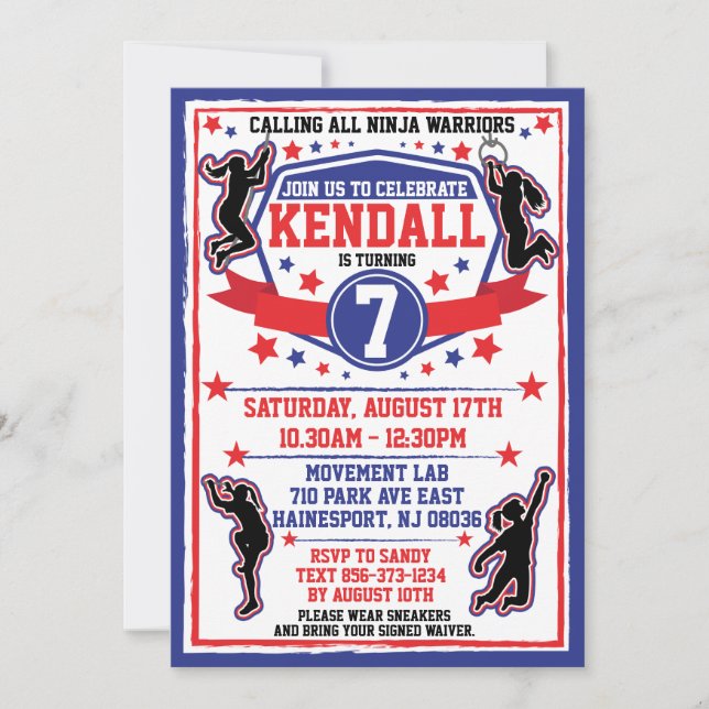 Invitación Fiesta de cumpleaños de las niñas guerreras de Nin (Anverso)