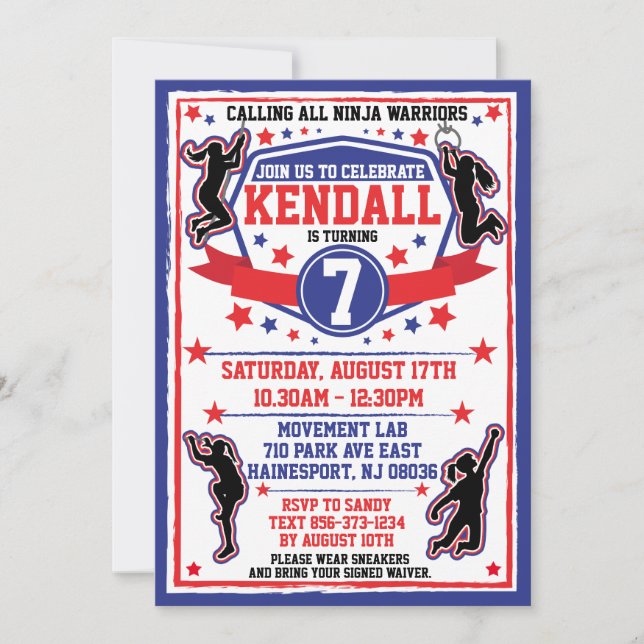 Invitación Fiesta de cumpleaños de las niñas guerreras de Nin (Anverso)