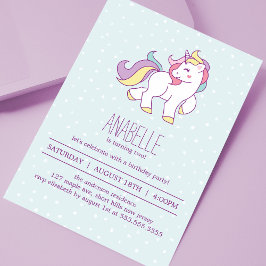 Invitación Fiesta de cumpleaños de las niñas Rainbow Unicorn