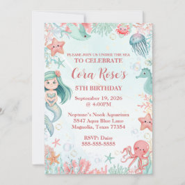 Invitación Fiesta de Cumpleaños de las Niñas Sirenas de Mar
