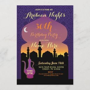 Invitación Fiesta de cumpleaños de las noches árabes Invitan 