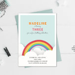 Invitación Fiesta de cumpleaños de las nubes del arcoiris<br><div class="desc">Un tema de cumpleaños arcoiris con un ilustracion de arcoiris y cielo azul.</div>
