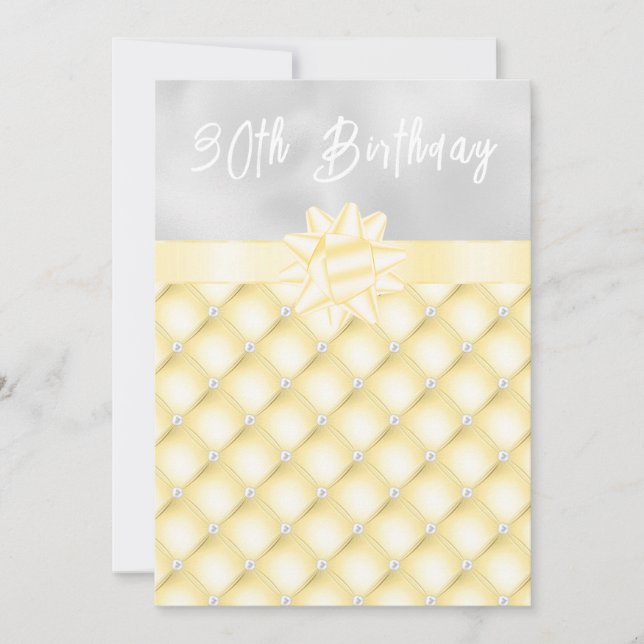Invitación Fiesta de cumpleaños de las perlas amarillas y pla (Anverso)