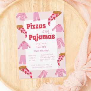 Invitación Fiesta de cumpleaños de las Pizza y Pajama