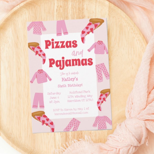 Invitación Fiesta de cumpleaños de las Pizza y Pajama (Subido por el creador)