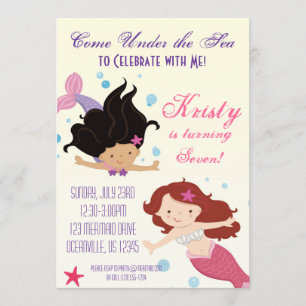 Invitación Fiesta de cumpleaños de las sirenas del océano ama