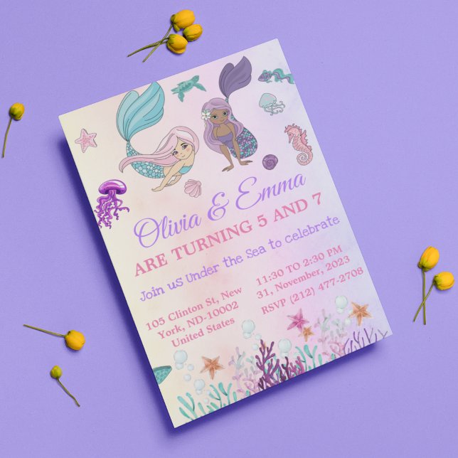 Invitación Fiesta de cumpleaños de las sirenas y los piratas (Subido por el creador)