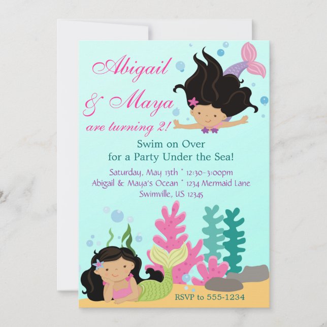 Invitación Fiesta de cumpleaños de las sirvientas gemelas (Anverso)