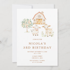 Invitación Fiesta de cumpleaños de las vacas de la granja Cut