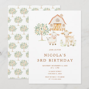 Invitación Fiesta de cumpleaños de las vacas de la granja Cut