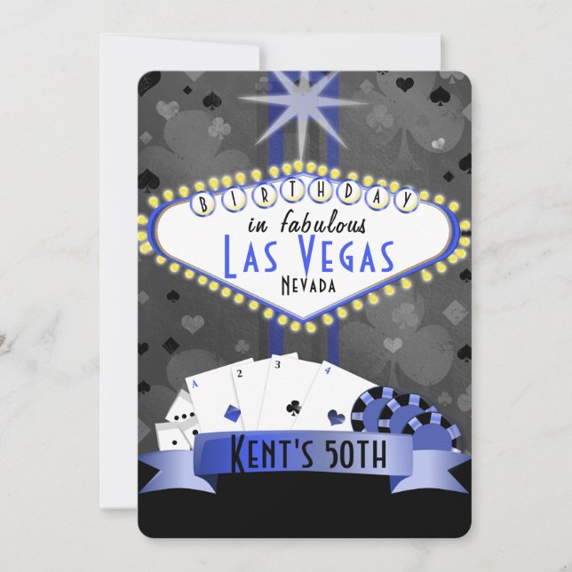 Invitación fiesta de cumpleaños de Las Vegas - noche del casi (Anverso)