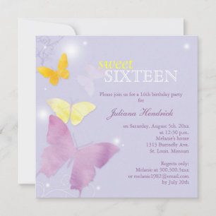 Invitación Fiesta de cumpleaños de Lavender Butterfly Sweet 1
