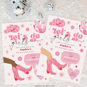 Invitación Fiesta de cumpleaños de lechera rosa Vamos Chicas