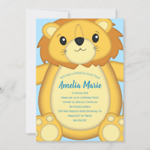 Invitación Fiesta de cumpleaños de león azul