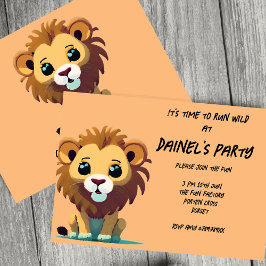 Invitación Fiesta de cumpleaños de leones pequeños personaliz