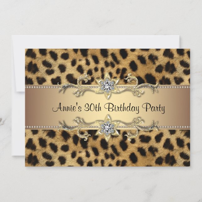 Invitación Fiesta de cumpleaños de leopardo (Anverso)