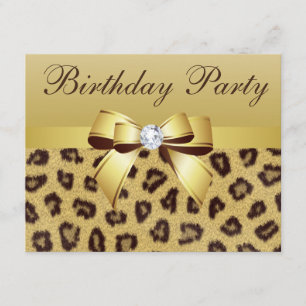 Invitación Fiesta de cumpleaños de leopardo, Bow & Diamond