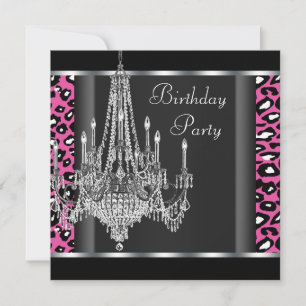 Invitación Fiesta de cumpleaños de leopardo rosa caliente de