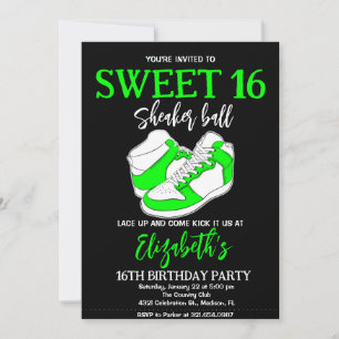 Invitación Fiesta de cumpleaños de Light Green Sneaker Bash
