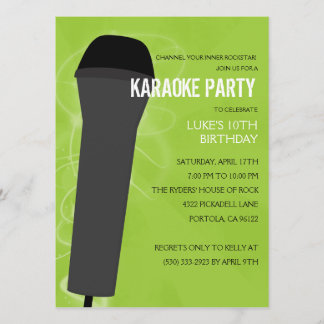 Invitación Fiesta de cumpleaños de Lime Rock Out Karaoke