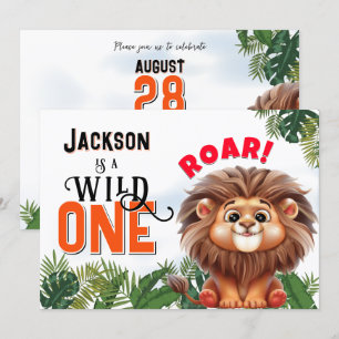 Invitación Fiesta de cumpleaños de Lion Safari Wild One