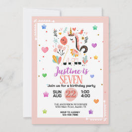 Invitación Fiesta de cumpleaños de Little Girls Unicorn