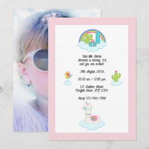 Invitación Fiesta de Cumpleaños de Llama Caprichosa y Niños A