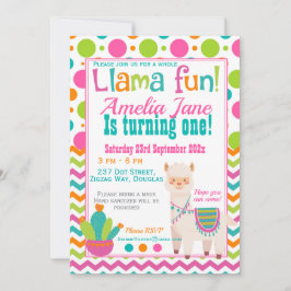 Invitación Fiesta de cumpleaños de Llama completa