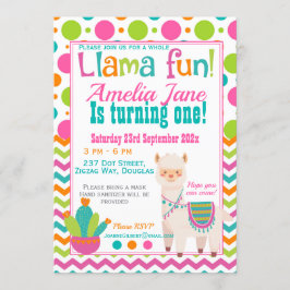 Invitación Fiesta de cumpleaños de Llama completa