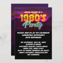 Invitación Fiesta de cumpleaños de los 80 del Retro Sunset de