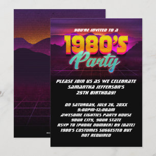 Invitación Fiesta de cumpleaños de los 80 del Retro Sunset de