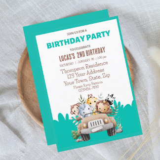 Invitación Fiesta de cumpleaños de los animales de la selva d