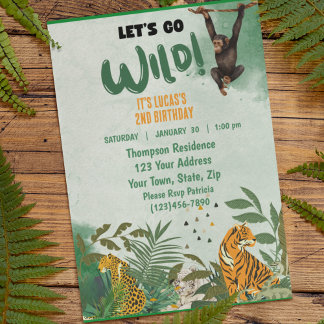 Invitación Fiesta de cumpleaños de los animales de la selva d