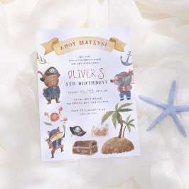 Invitación Fiesta de cumpleaños de los animales piratas