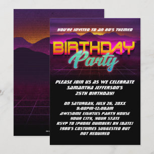 Invitación Fiesta de cumpleaños de los años 80 del Retro Suns