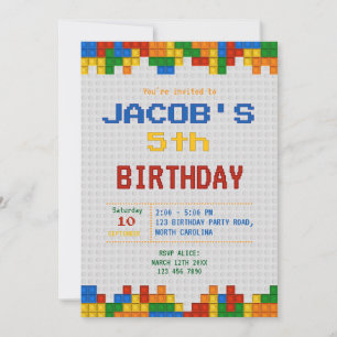 Invitación Fiesta de cumpleaños de los bloques de construcció