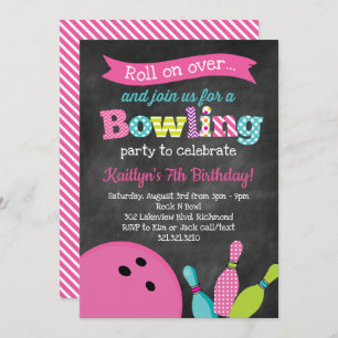 Invitación Fiesta de cumpleaños de los bolos del chica -