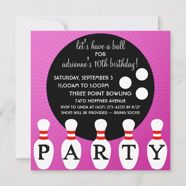 Invitación Fiesta de cumpleaños de los bolos del fiesta del (Anverso)
