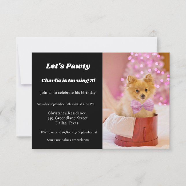Invitación fiesta de cumpleaños de los cachorros con guión mi (Anverso)